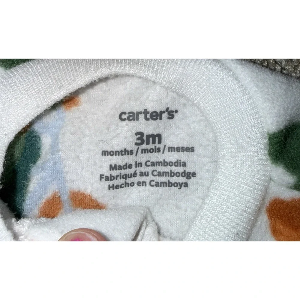 Lot Of 5 Carter's Baby Boy Sleepers Fleece Footed Pajamas 2-NB, (1) 0-3, (2) 3M‎
